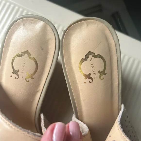 Cream Minimalist Perforated Sandals - Picture 2 of 5